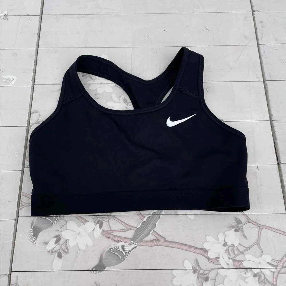 Nike Women's Black Sports Bra with White Logo